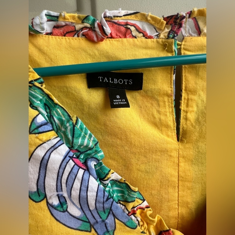 Talbots Sleeveless  Floral Dress – Size 8 – 100% Cotton vacation summer bright - Picture 3 of 10